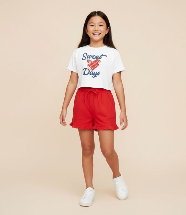 Remera Infantil Boxy con Estampa de Picolé  - Talle 7 a 16 años