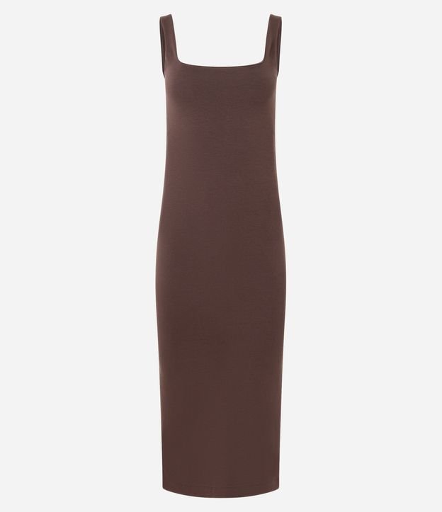 Vestido Midi Musculosa y Punto Roma con Escote Cuadrado 7