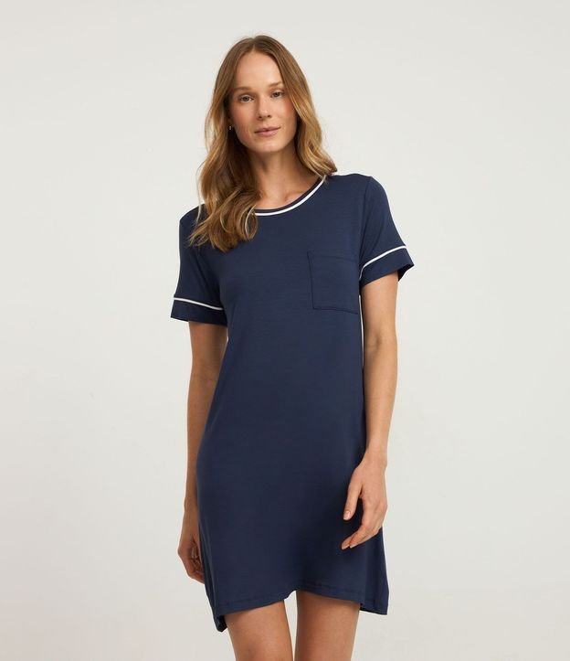 Camisón Corta en Viscolycra con Detalles Contrastantes