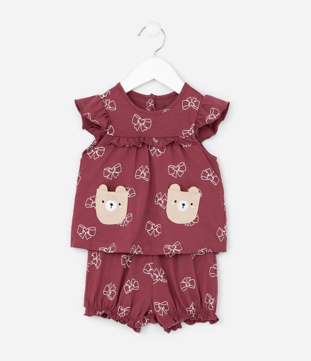 Conjunto Infantil Bata con Bolsillos y Estampado De Moñitas – Talle RN A 18 Meses
