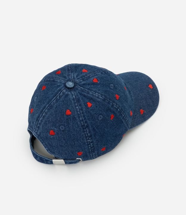 Gorra con Visera Curva en Jeans con Bordado de Corazones 3
