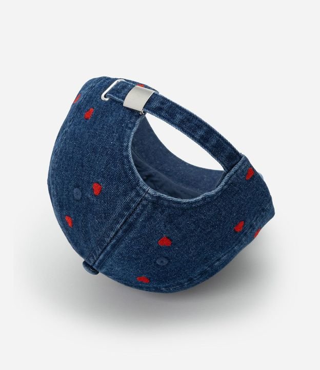 Gorra con Visera Curva en Jeans con Bordado de Corazones 4