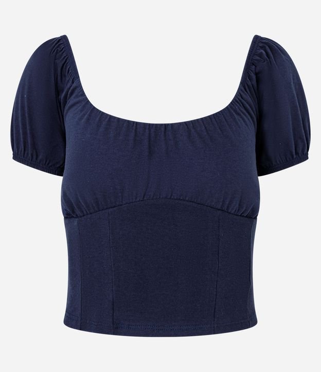 Blusa en Algodón con Manga Abullonada y Escote Abierto 4