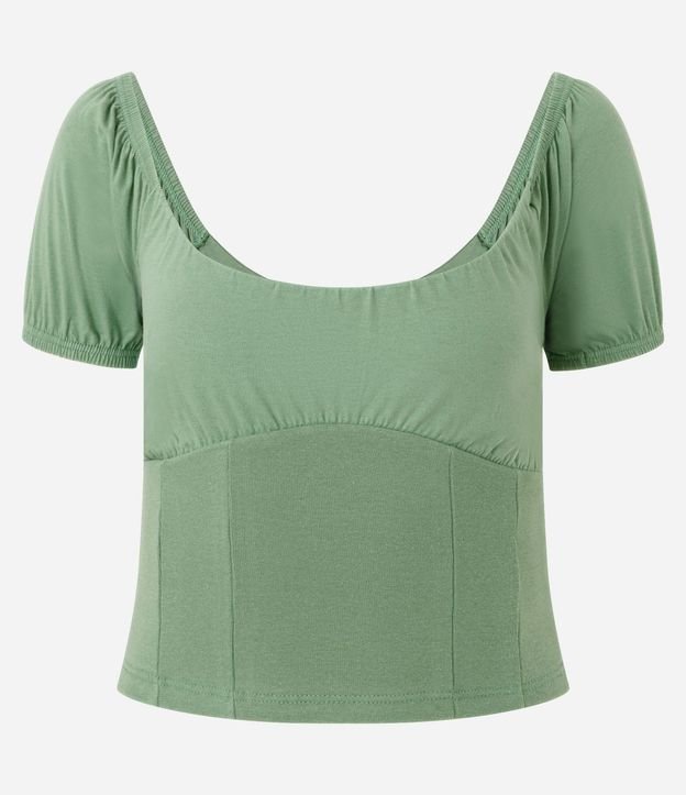 Blusa en Algodón con Manga Abullonada y Escote Abierto 4