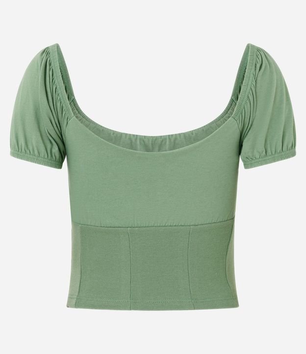 Blusa en Algodón con Manga Abullonada y Escote Abierto 6