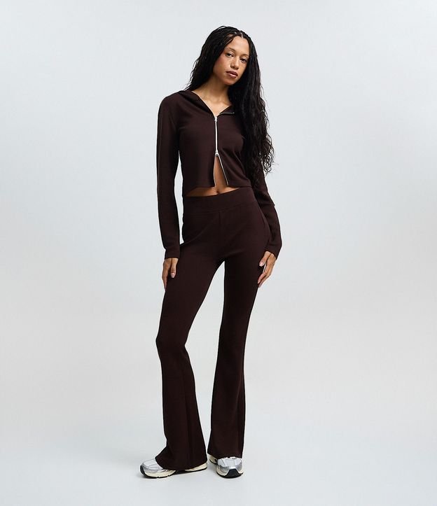 Pantalon Flare en Microfibra con Cintura Ancha 1