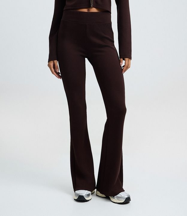 Pantalon Flare en Microfibra con Cintura Ancha 2