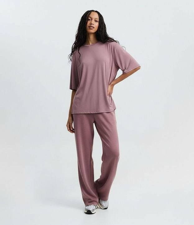 Remera Oversized en Microfibra con Manga Corta