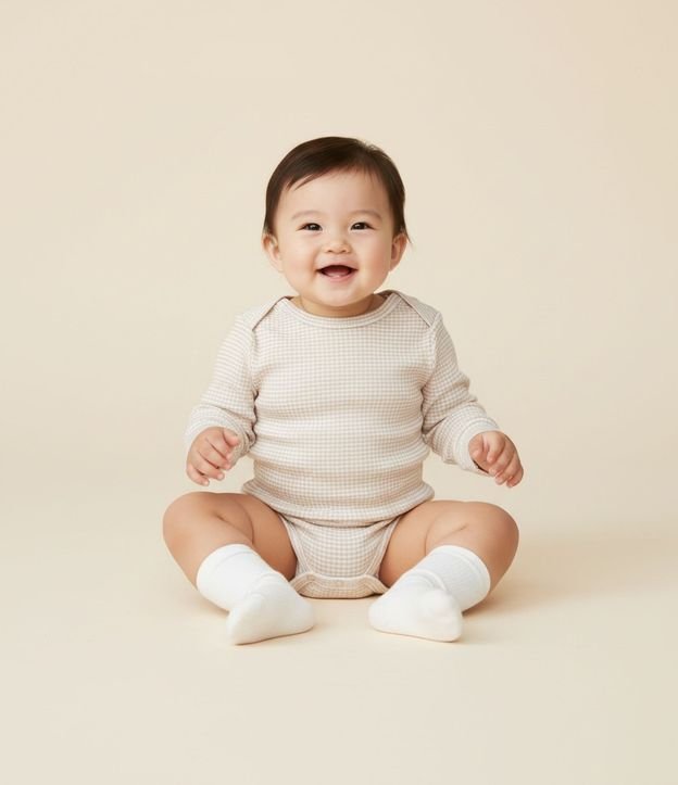 Body Infantil Canelado con Cuello Americano – Talle RN a 18 Meses