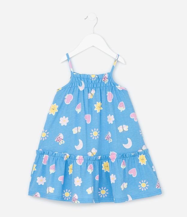 Vestido Infantil en Algodón con Estampado de Frutas - Talle 1 a 6 años