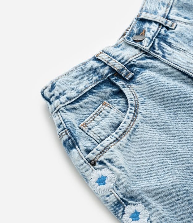 Short Jeans Infantil con Bordado de Flor y Marmoleado - Talle 5 a 14 años 7
