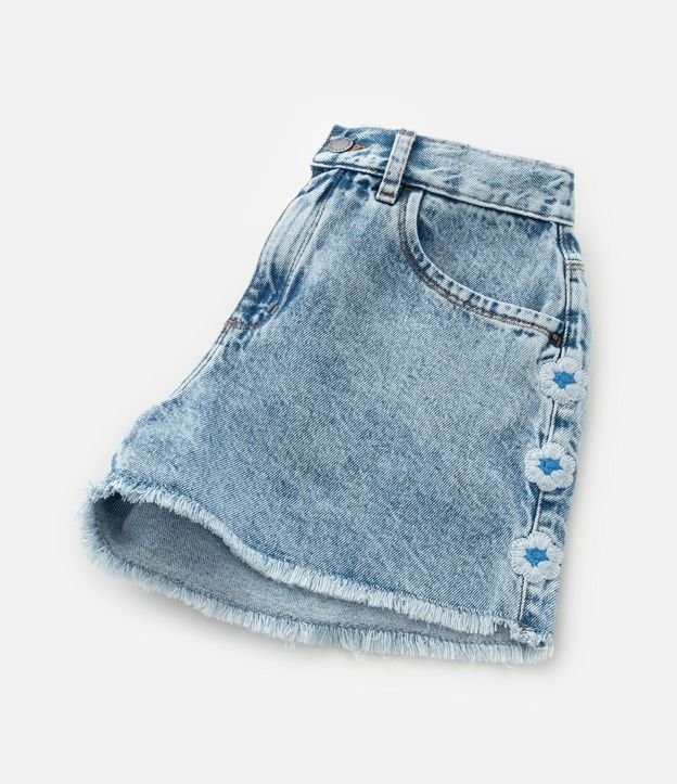 Short Jeans Infantil con Bordado de Flor y Marmoleado - Talle 5 a 14 años 8