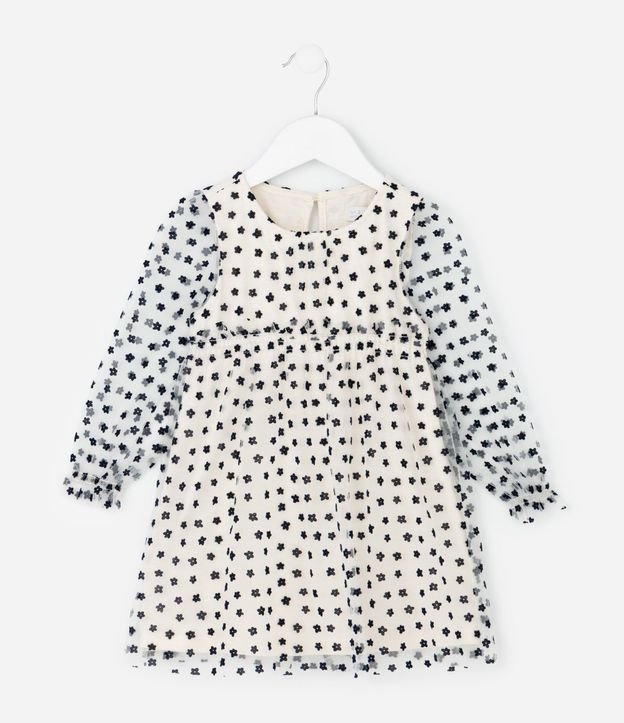 Vestido Infantil en Tule con Textura Floral - Talle 1 a 6 años