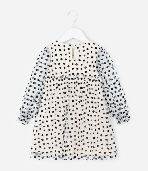 Vestido Infantil en Tule con Textura Floral - Talle 1 a 6 años 2