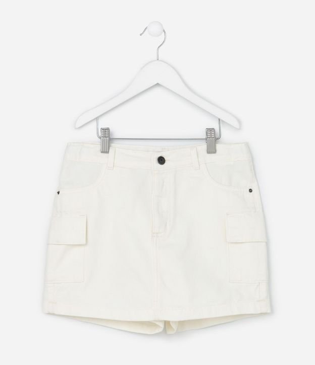 Short Pollera Infantil en Sarga con Bolsillo Cargo - Talle 5 a 14 años