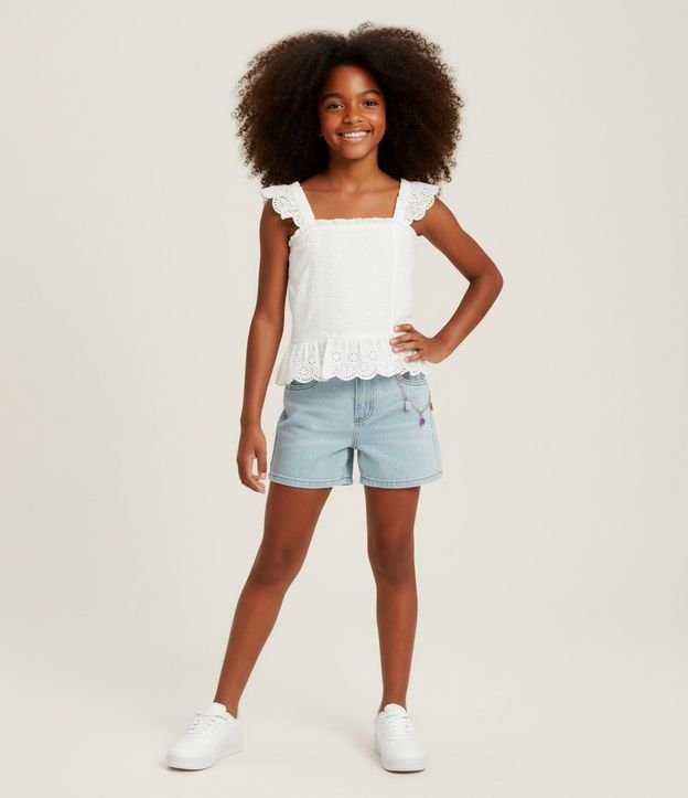 Bermuda Infantil en Jeans con Cadena - Talle 7 a 14 años