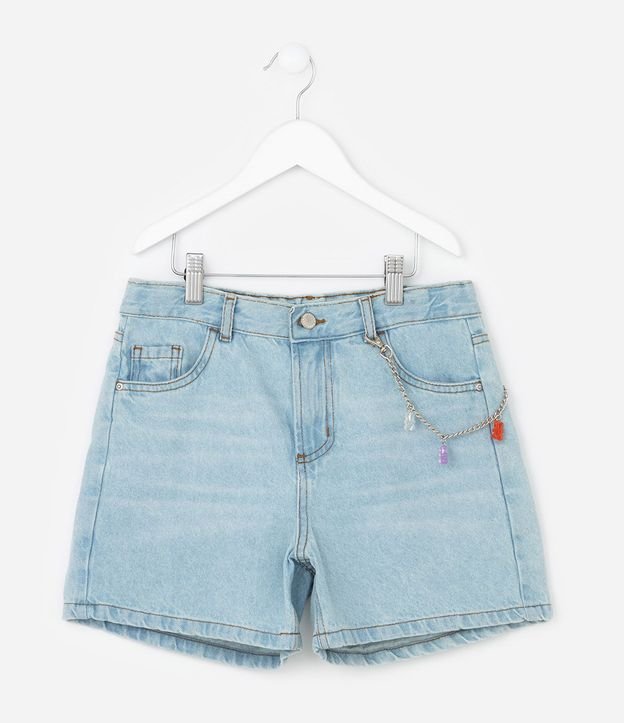 Bermuda Infantil en Jeans con Cadena - Talle 7 a 14 años