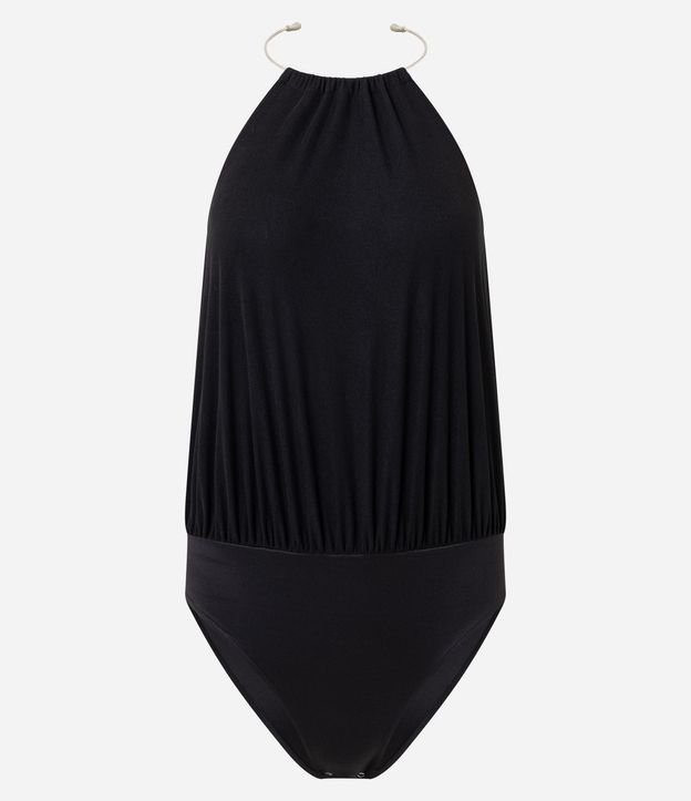 Body Frente única en Microfibra con Tule y Adorno Collar 5