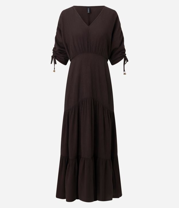 Vestido Manga Corta en Viscolino con Lazo y Textura Crinckle 8