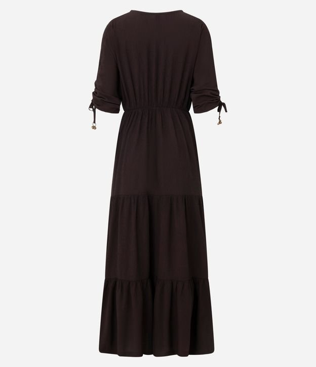 Vestido Manga Corta en Viscolino con Lazo y Textura Crinckle 11