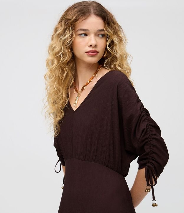 Vestido Manga Corta en Viscolino con Lazo y Textura Crinckle 6