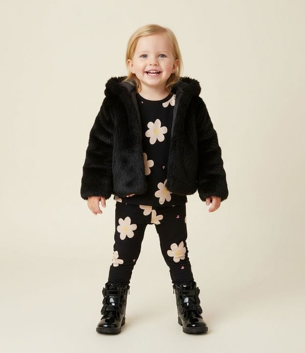 Campera Infantil Fake Fur con Capucha - Talle 1 a 6 años