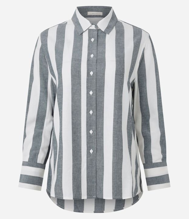 Camisa Manga Larga en Viscolino con Estampado Rayada 5