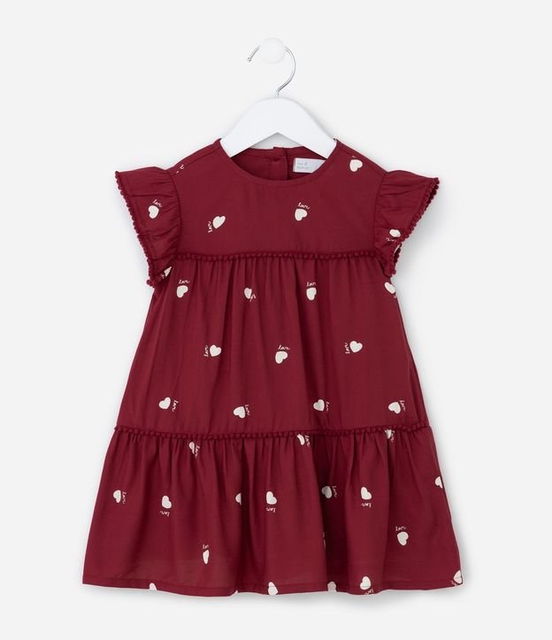 Vestido Infantil con Volados y Estampa de Corazones - Talle 1 a 6 años 1