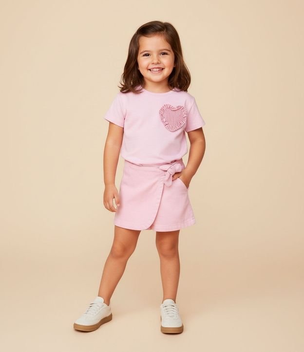 Short Pollera Infantil en Sarga con Lazo - Talle 1 a 6 años