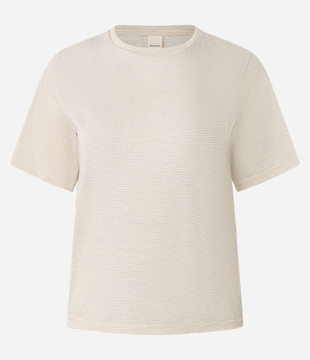 Blusa con Cuello Redondo y Rayas de Hilo Metalizado