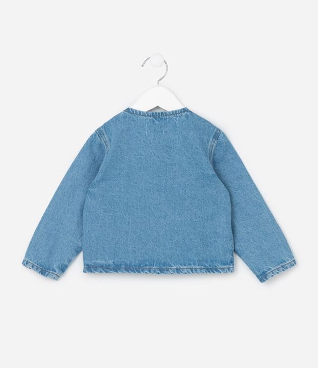 Campera Infantil en Jeans con Bordado de Flores - Talle 1 a 6 años 3