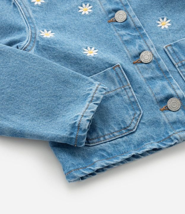 Campera Infantil en Jeans con Bordado de Flores - Talle 1 a 6 años 5