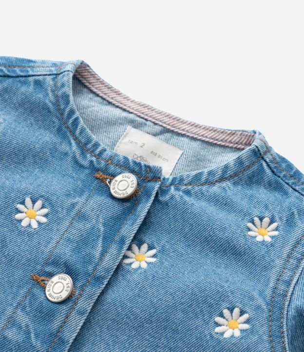 Campera Infantil en Jeans con Bordado de Flores - Talle 1 a 6 años 6