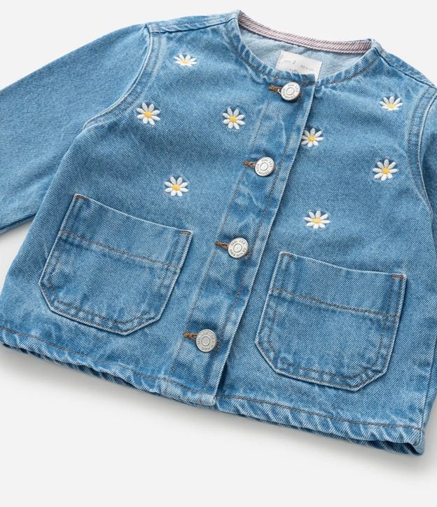 Campera Infantil en Jeans con Bordado de Flores - Talle 1 a 6 años 7