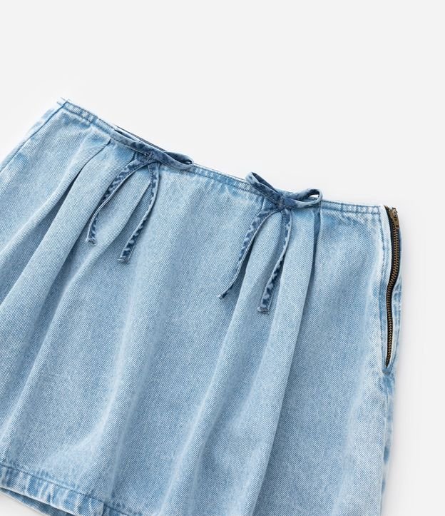 Pollera Infantil en Jeans con Pliegues y Aplicaciones de Lacitos - Talle 7 a 14 años 6