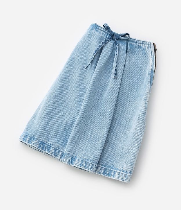 Pollera Infantil en Jeans con Pliegues y Aplicaciones de Lacitos - Talle 7 a 14 años 8