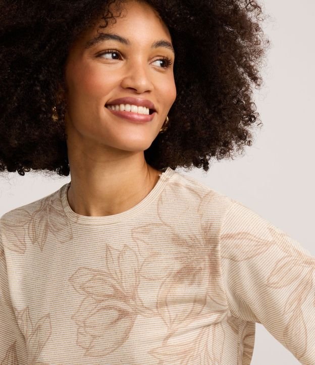 Blusa con Estampa Floral y Rayas de Hilo Metalizado 3