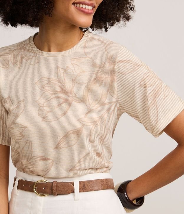 Blusa con Estampa Floral y Rayas de Hilo Metalizado 4
