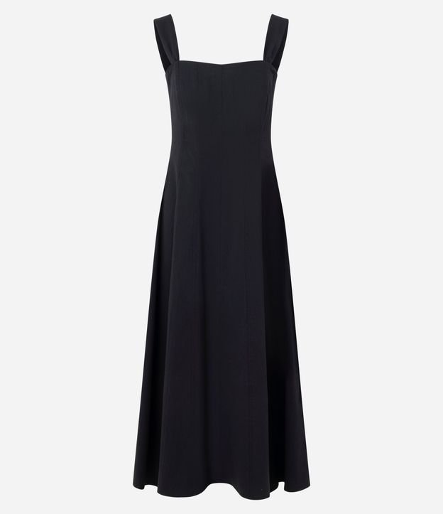 Vestido Midi con Breteles Anchos y Escote Cuadrado 4