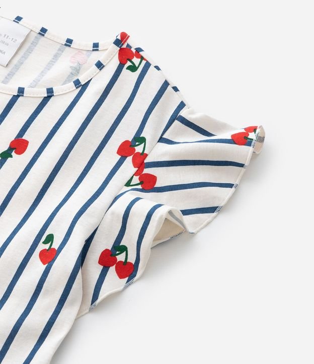 Vestido con Estampa Rayada con Cerezas - Talle 5 a 14 años 6