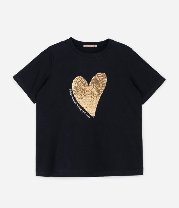 Remera en Algodón con Estampa de Corazón en Lentejuela Curve & Plus Size 5