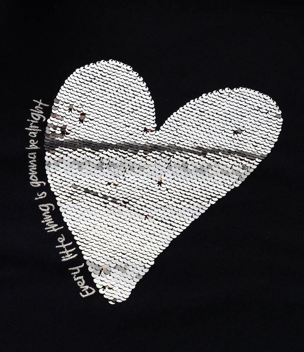 Remera en Algodón con Estampa de Corazón en Lentejuela Curve & Plus Size 8