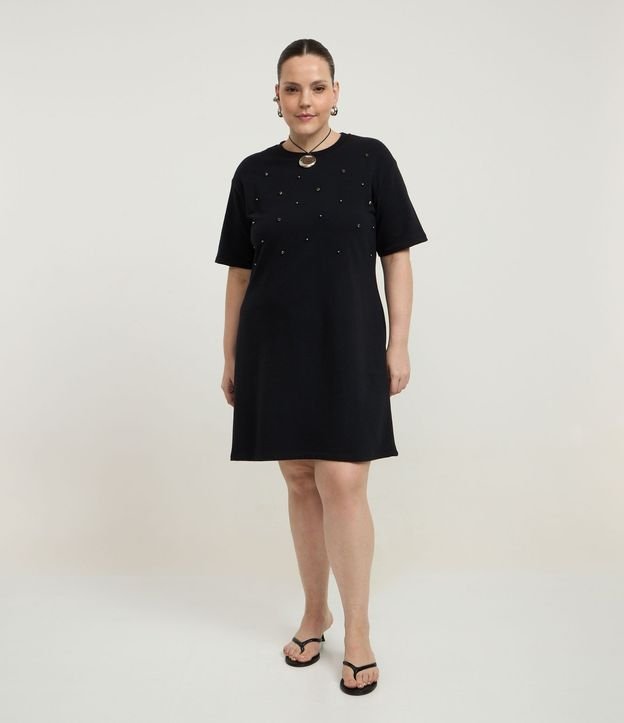 Vestido Corto en Algodón con Brillitos Aplicados Curve & Plus Size 2