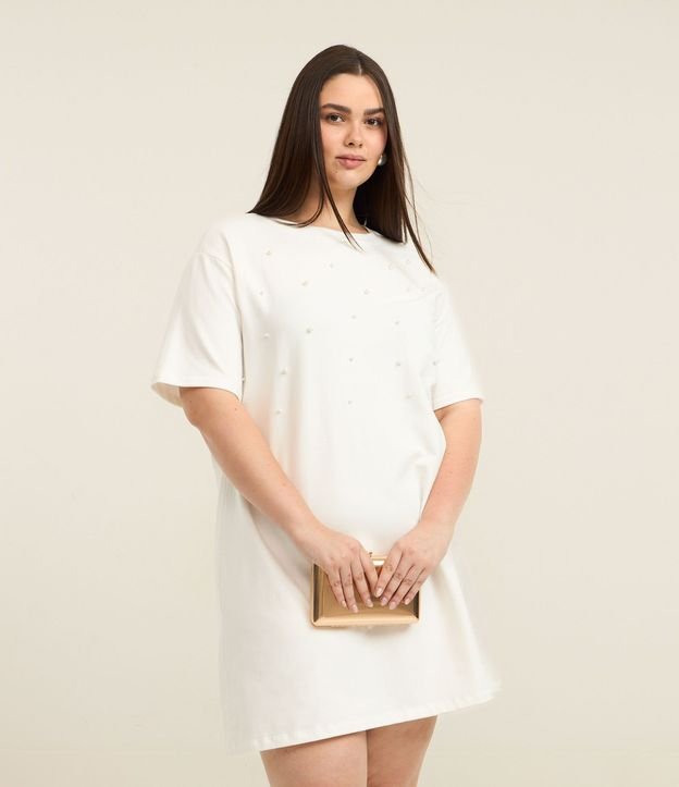 Vestido Corto en Algodón con Brillitos Aplicados Curve & Plus Size 2
