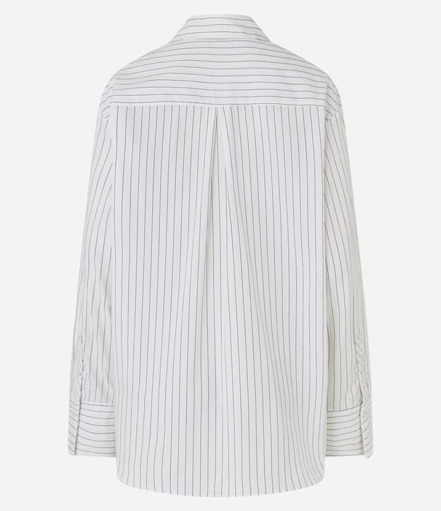 Camisa Maxi Oversized en Tricolina con Gravata y Rayas de Hilo Teñido 13