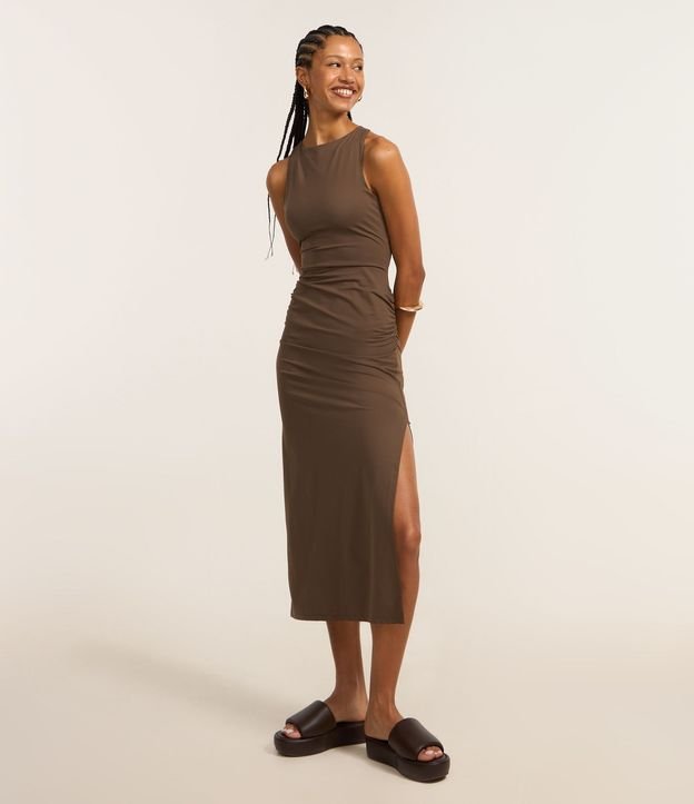 Vestido Midi con Tiras Cruzadas en la Espalda