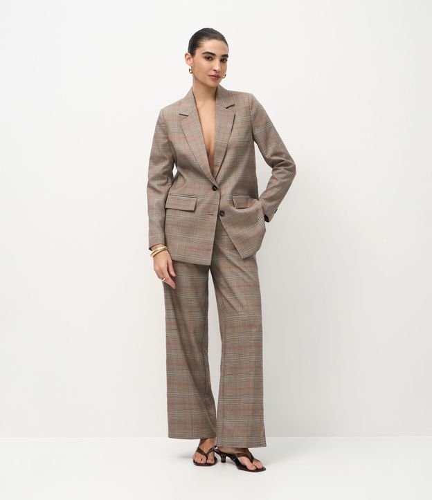 Blazer Oversized de Sastrería con Estampa de Cuadros 2