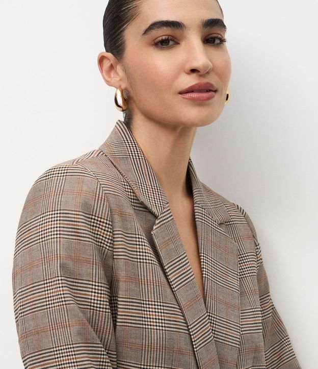 Blazer Oversized de Sastrería con Estampa de Cuadros 4