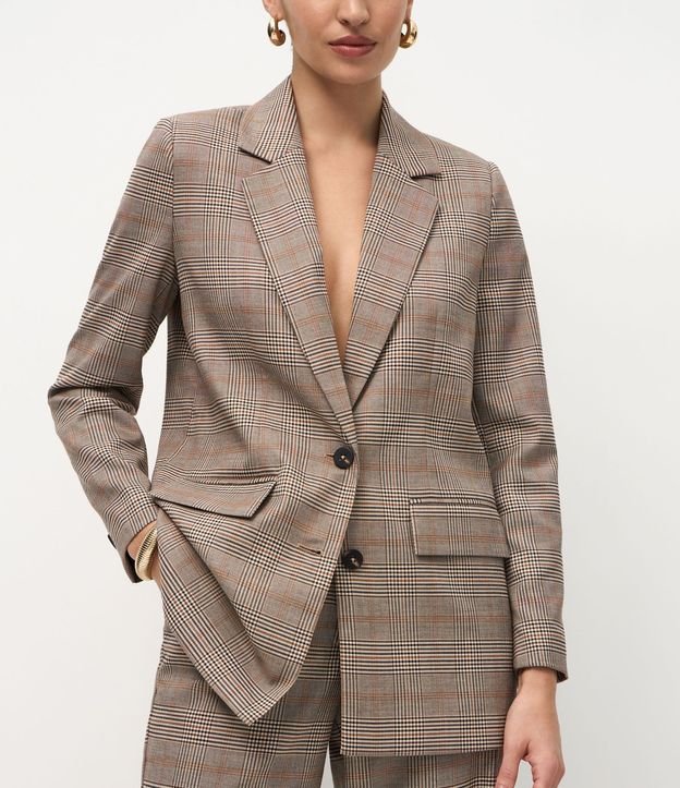 Blazer Oversized de Sastrería con Estampa de Cuadros 5
