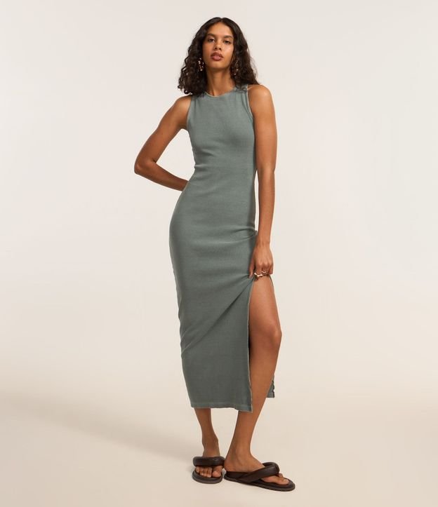 Vestido New Midi en Rib con Espalda Abiertas